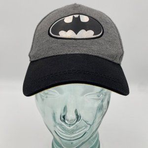 Batman Kids Gray Black Hat Strapback Baseball Cap Adjustable One Size Patch